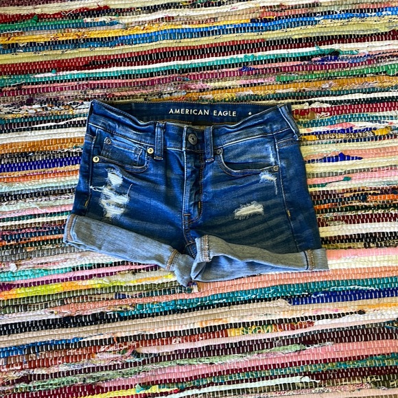American Eagle Distressed MIDI Denim Shorts- #1812 - Picture 2 of 13